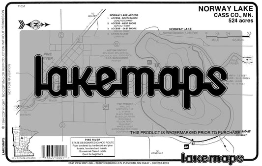 Cass County, MN - NORWAY - Lakemap - 11057