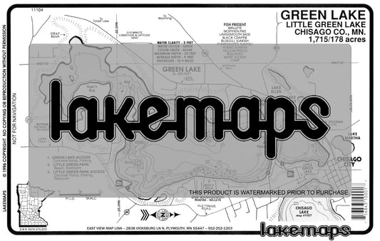 Chisago County, MN - GREEN /  No. Green - Lakemap - 11104