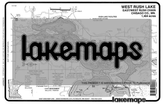 Chisago County, MN - RUSH, West - Lakemap - 11112