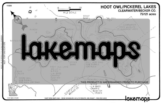 Clearwater County, MN - HOOT OWL /  Pickerel - Lakemap - 11203