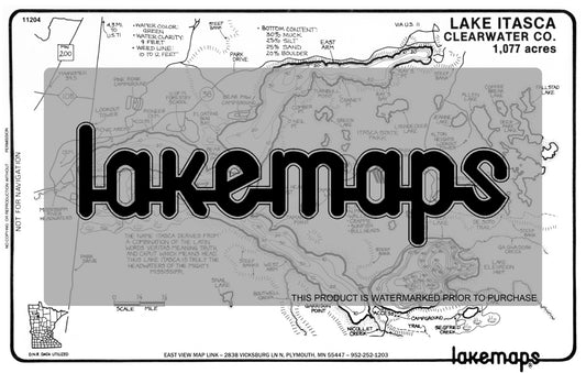 Clearwater County, MN - ITASCA - Lakemap - 11204