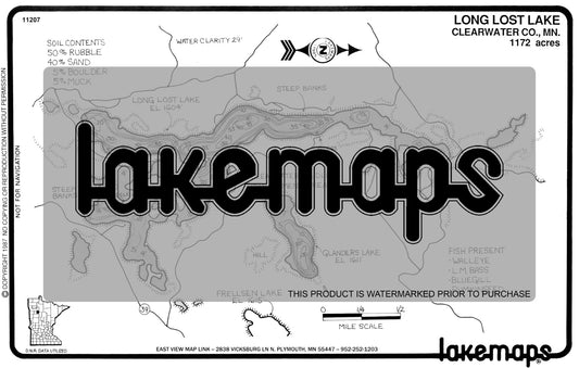 Clearwater County, MN - LONG LOST / Glanders - Lakemap - 11207