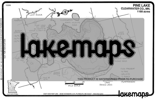 Clearwater County, MN - PINE - Lakemap - 11210