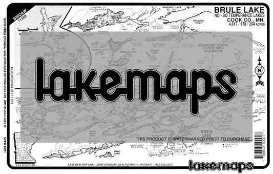 Cook County, MN - BRULE / Temperance, No./ So. - Lakemap - 11303