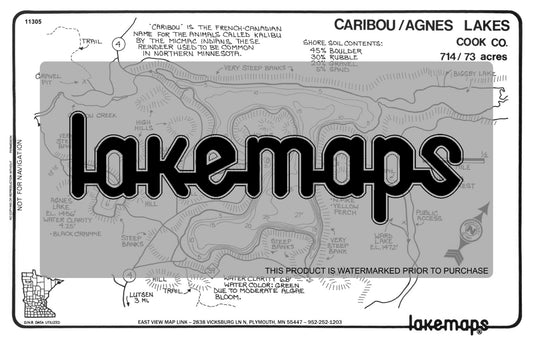 Cook County, MN - CARIBOU /  Agnes - Lakemap - 11305