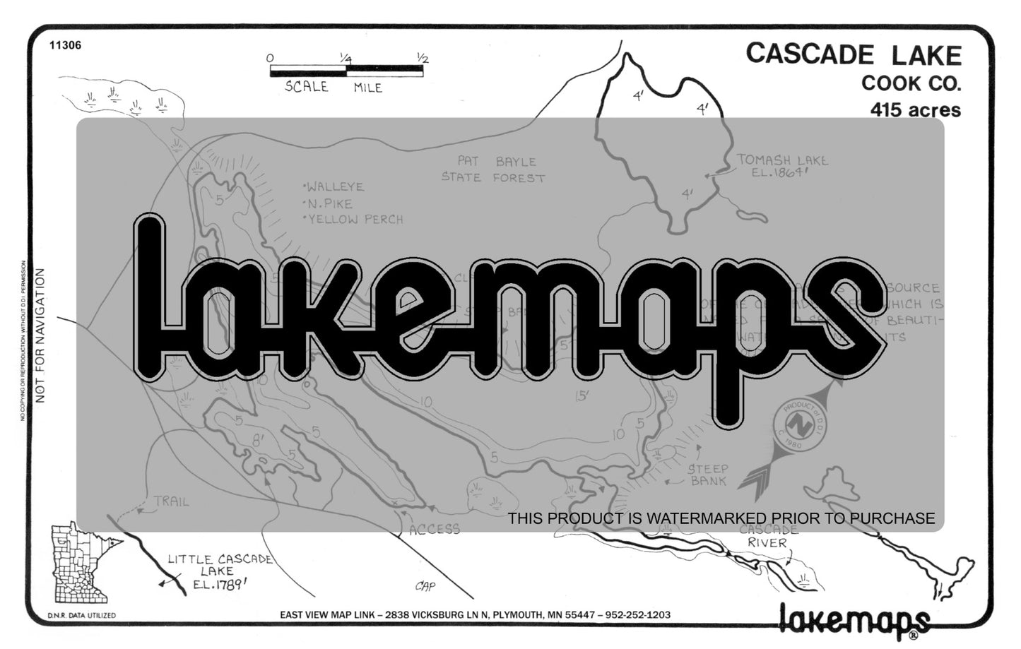 Cook County, MN - CASCADE - Lakemap - 11306