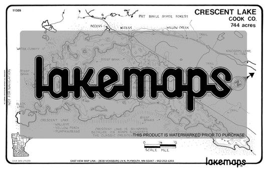 Cook County, MN - CRESCENT / Boulder /Lichen - Lakemap - 11309