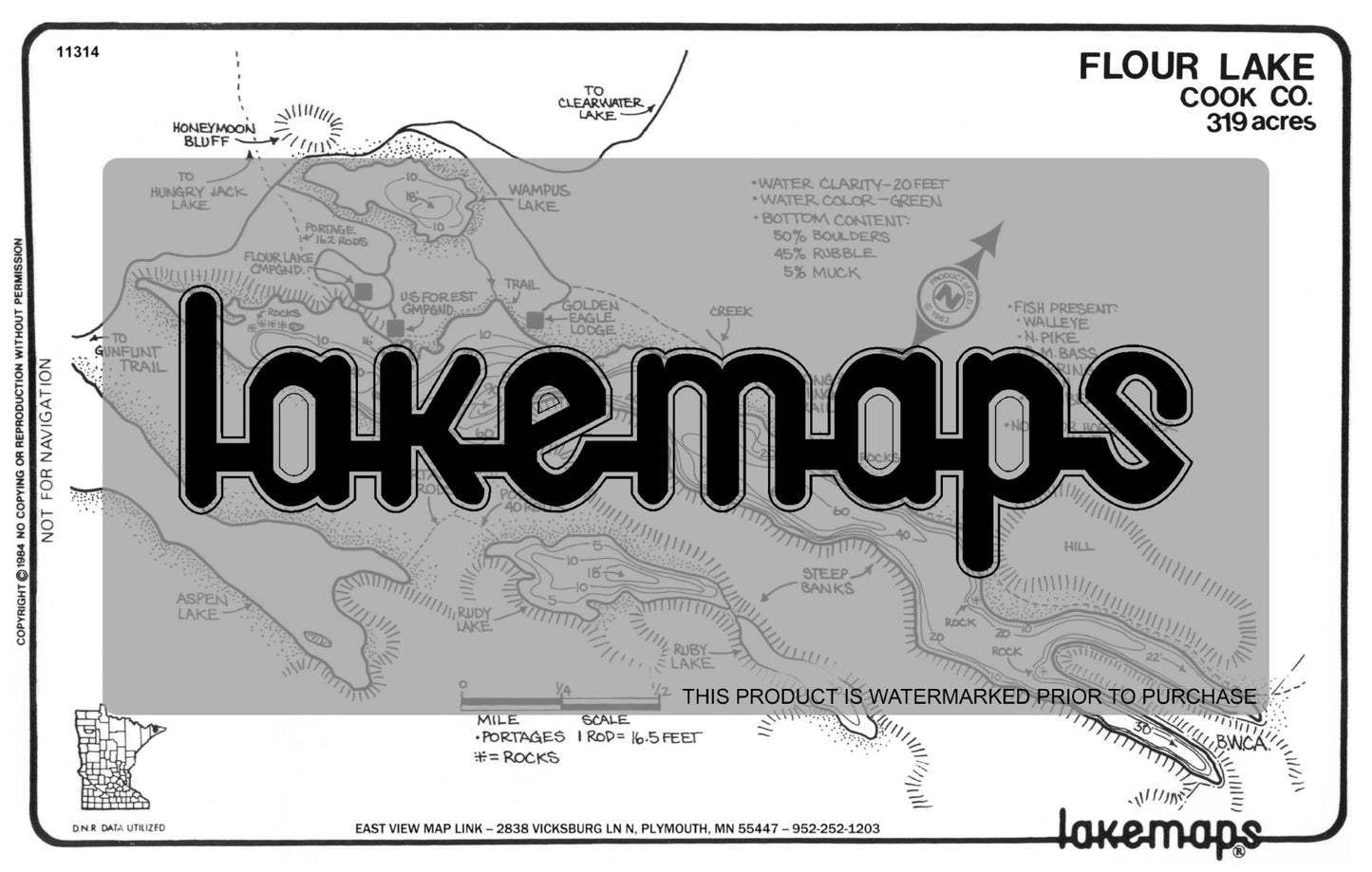 Cook County, MN - FLOUR / Rudy / Wampus - Lakemap - 11314