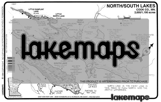 Cook County, MN - NORTH / South  (BWCA) - Lakemap - 11317