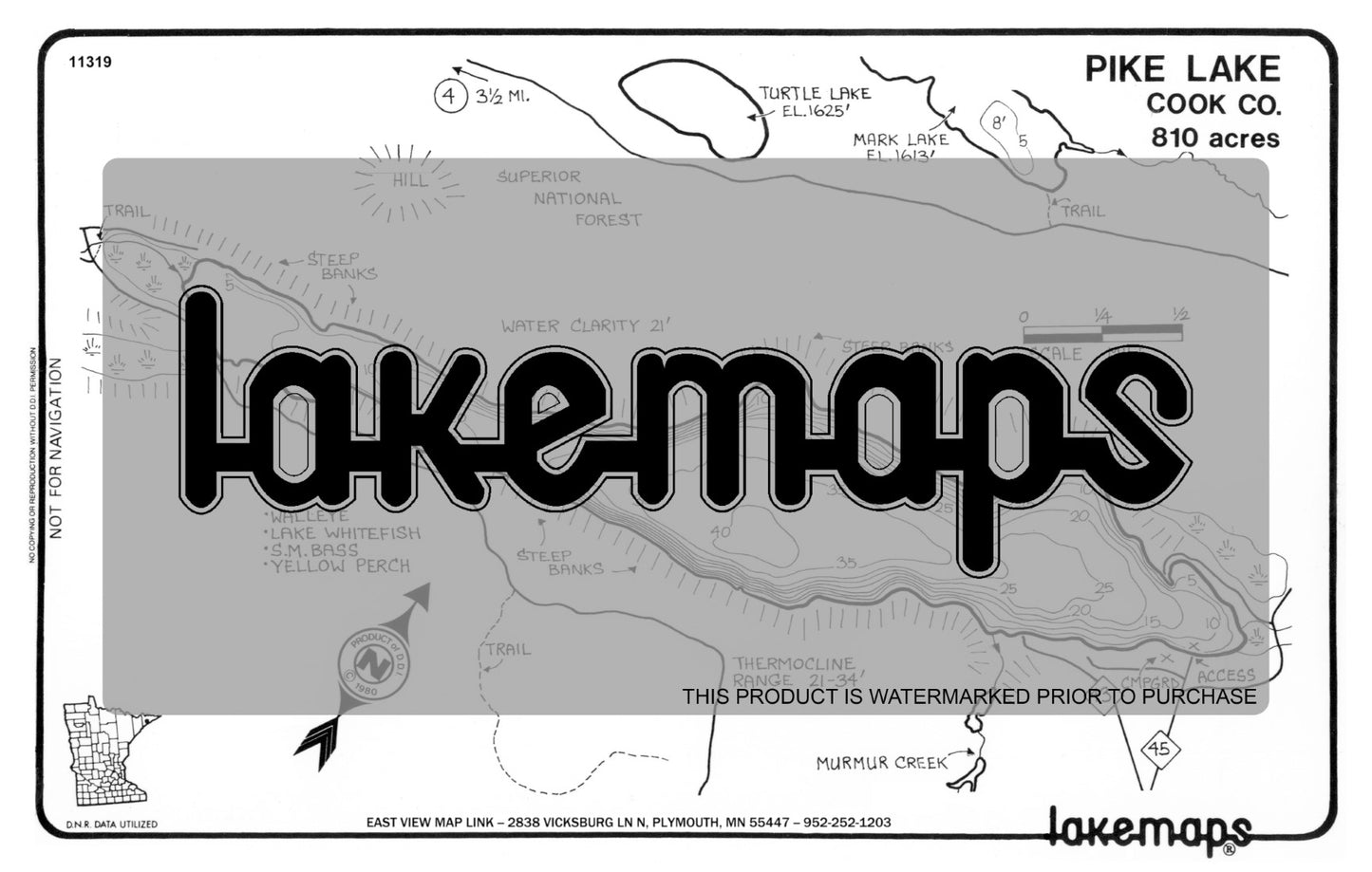 Cook County, MN - PIKE - Lakemap - 11319