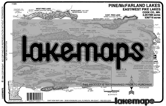Cook County, MN - PINE /  McFarland /  E & W Pike - Lakemap - 11320