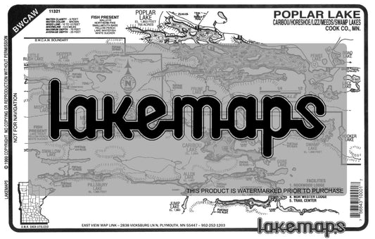 Cook County, MN - POPLAR /Caribou  /Lizz / Meads - Lakemap - 11321
