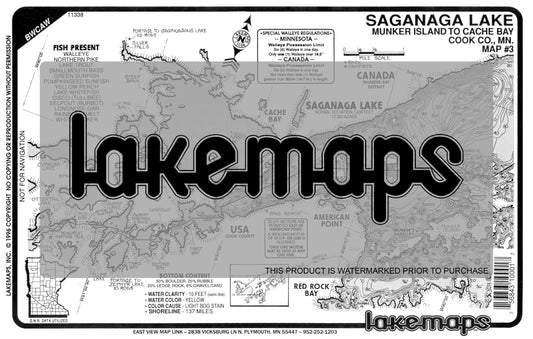 Cook County, MN - Saganaga Lake - Map 3 - Blueberry Isl. to Cache Bay - Lakemap - 11338