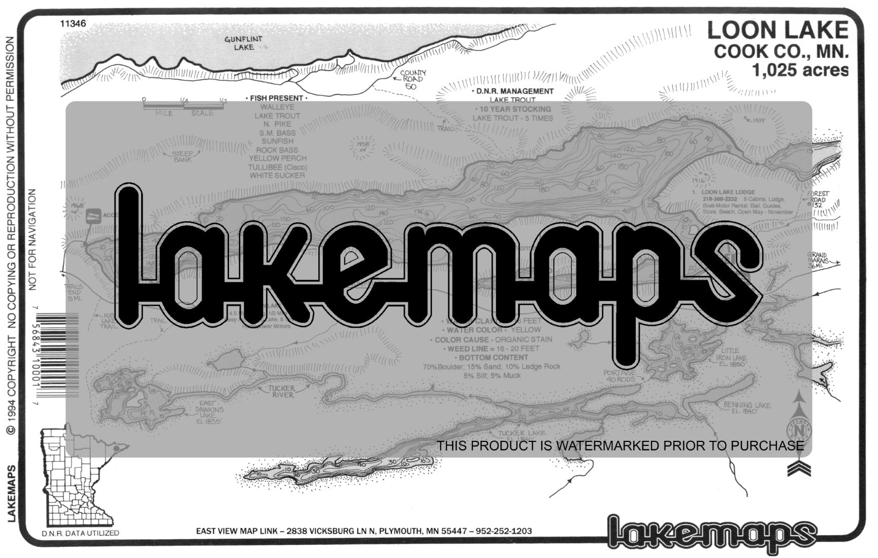 Cook County, MN - LOON (Gunflint Trail) - Lakemap - 11346