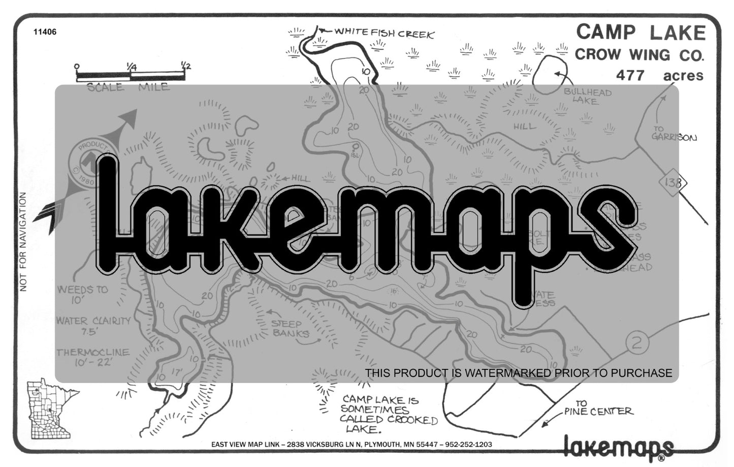 Crow Wing County, MN - CAMP - Lakemap - 11406