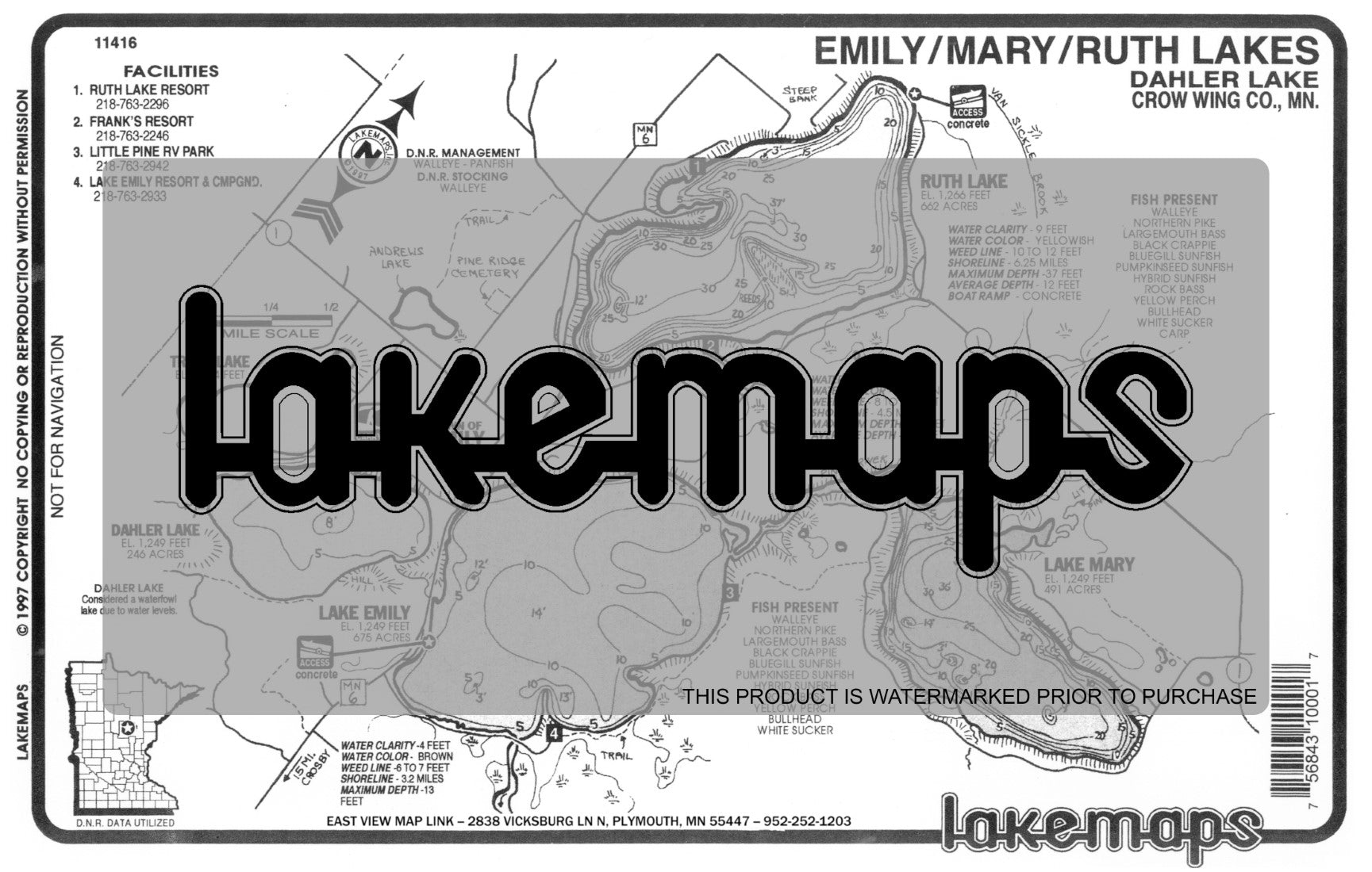 Crow Wing County, MN - EMILY / Mary/ Ruth - Lakemap - 11416