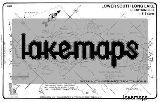 Crow Wing County, MN - LOWER SOUTH LONG - Lakemap - 11425