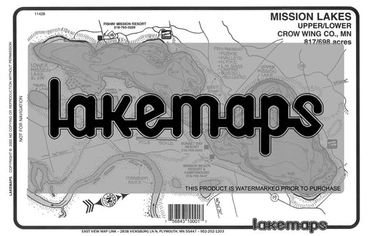 Crow Wing County, MN - MISSION, Upper / Lower - Lakemap - 11428