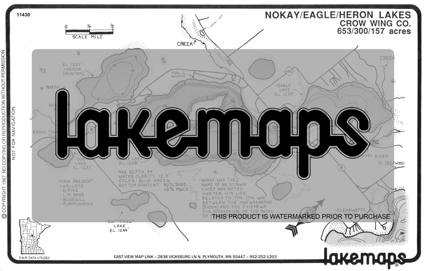 Crow Wing County, MN - NOKAY /  Eagle / Heron - Lakemap - 11430