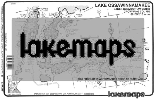 Crow Wing County, MN - OSSAWINNAMAKEE/ Strawberry - Lakemap - 11432