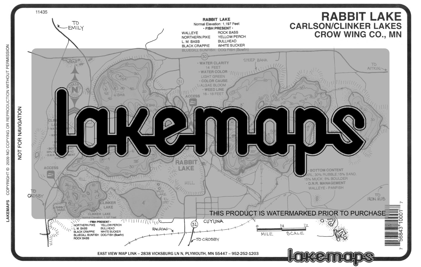 Crow Wing County, MN - RABBIT - Lakemap - 11435