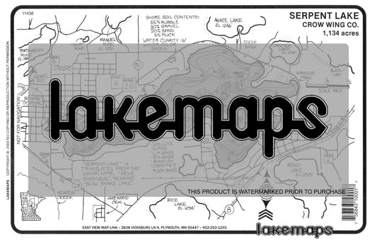 Crow Wing County, MN - SERPENT - Lakemap - 11438