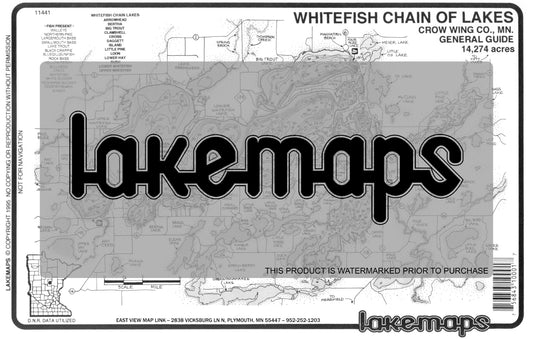 Crow Wing County, MN - Whitefish Lake Chain - GENERAL GUIDE - Lakemap - 11441