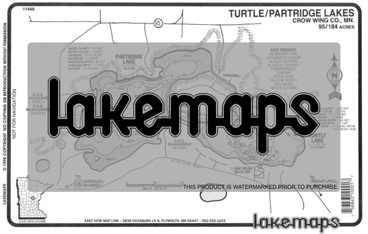 Crow Wing County, MN - TURTLE /  Partridge - Lakemap - 11448