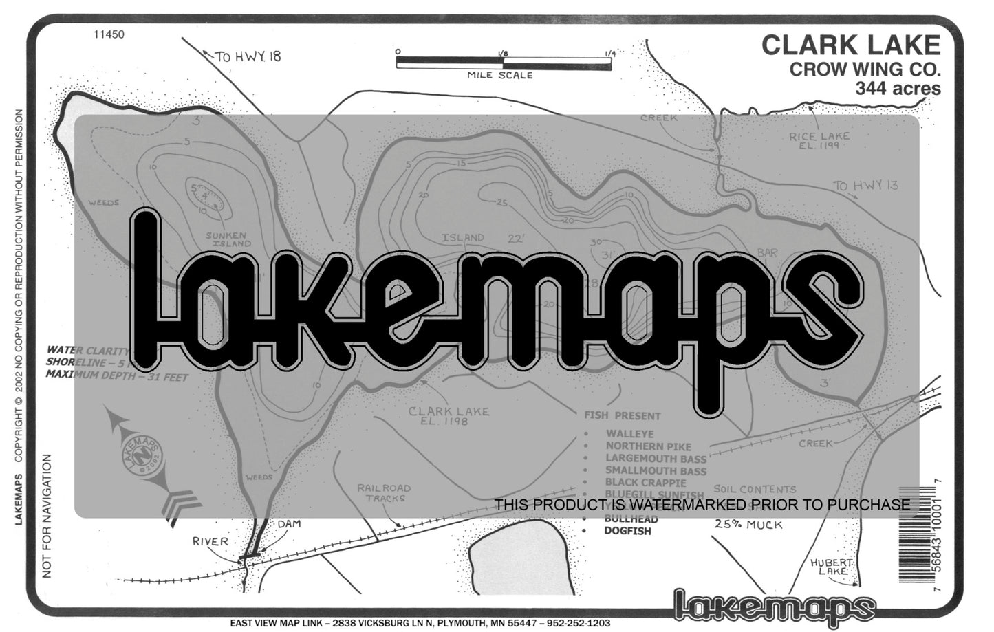 Crow Wing County, MN - CLARK - Lakemap - 11450