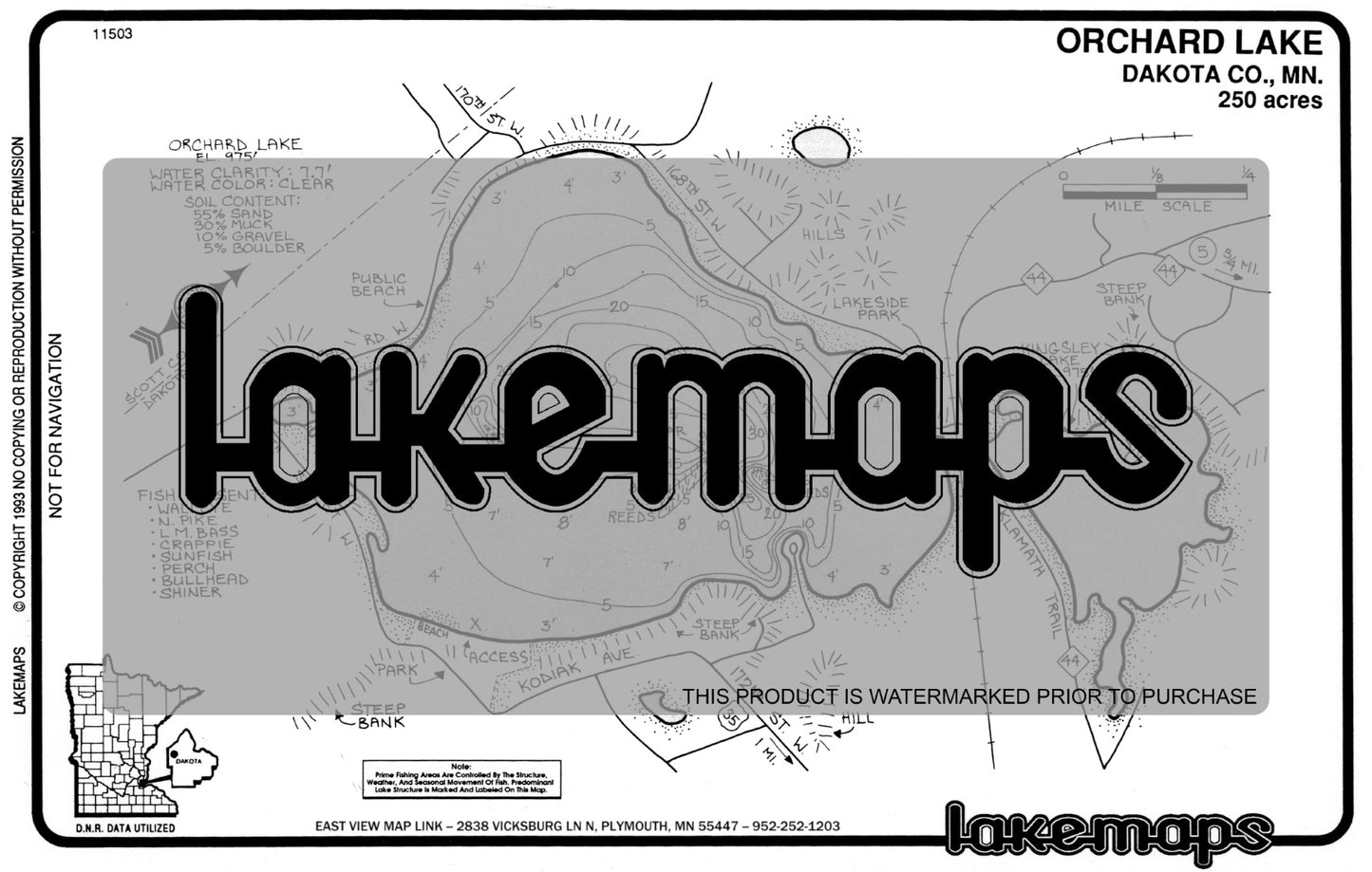 Dakota County, MN - ORCHARD - Lakemap - 11503