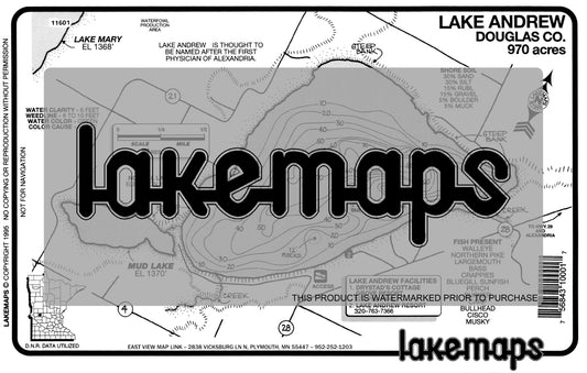 Douglas County, MN - ANDREWS - Lakemap - 11601