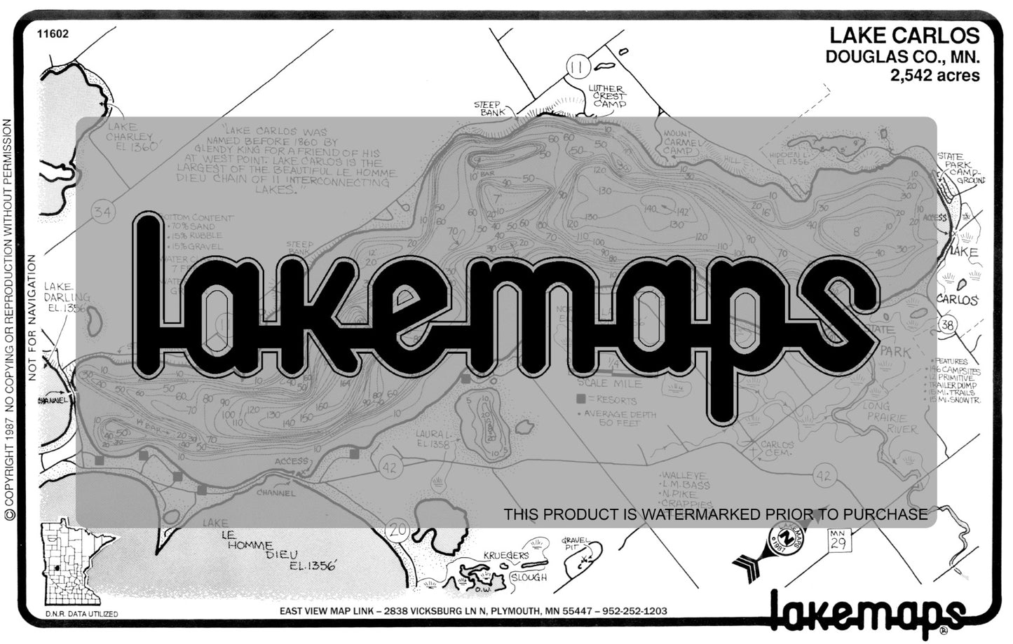 Douglas County, MN - CARLOS - Lakemap - 11602