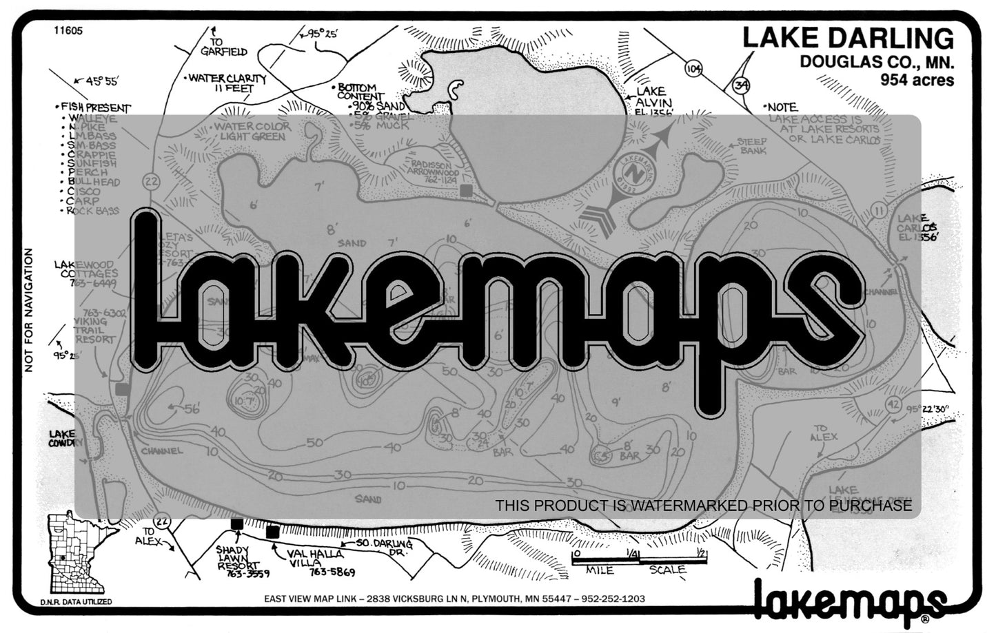 Douglas County, MN - DARLING - Lakemap - 11605