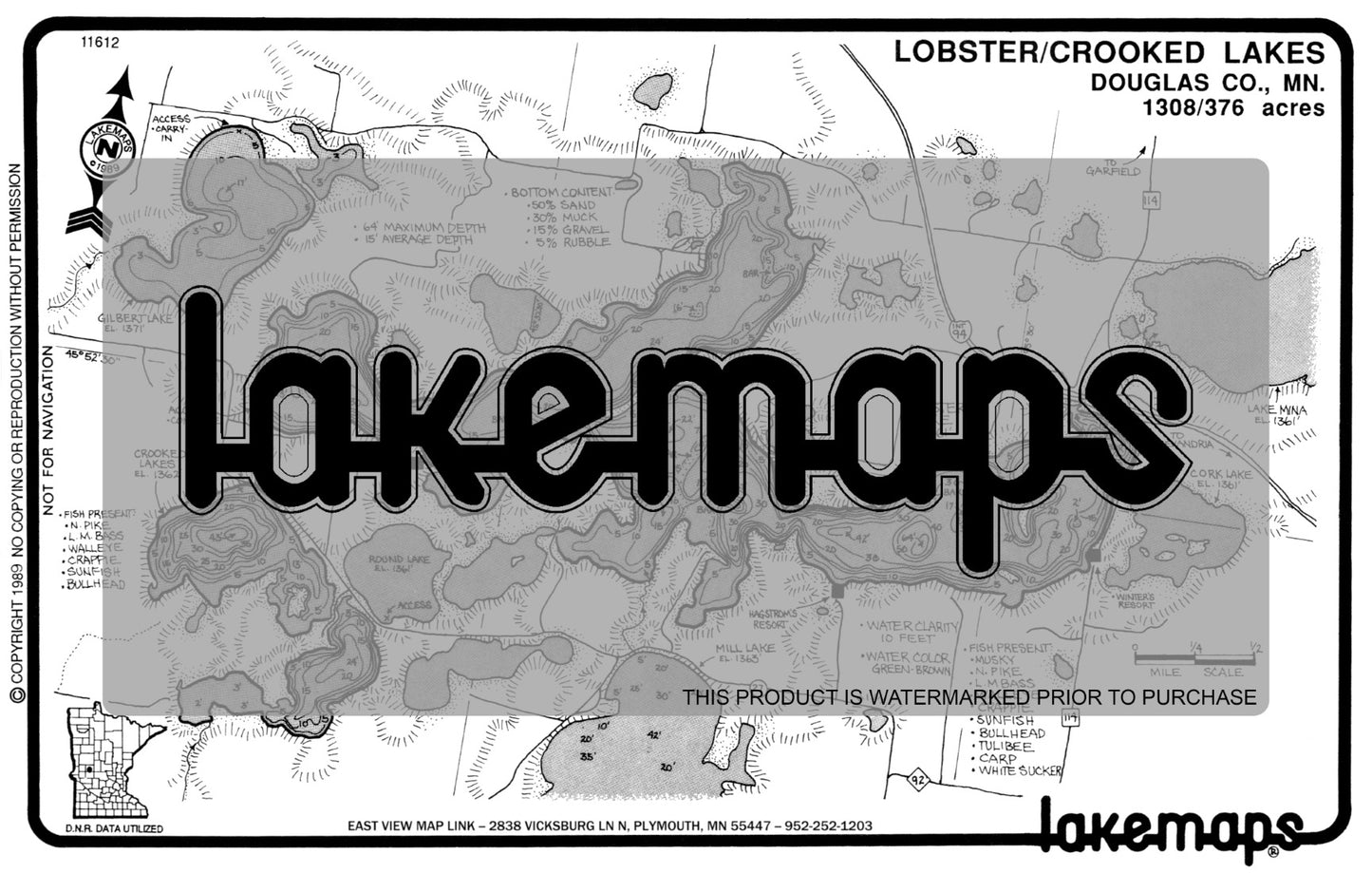 Douglas County, MN - LOBSTER - Lakemap - 11612