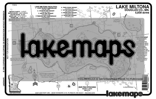 Douglas County, MN - MILTONA - Lakemap - 11616