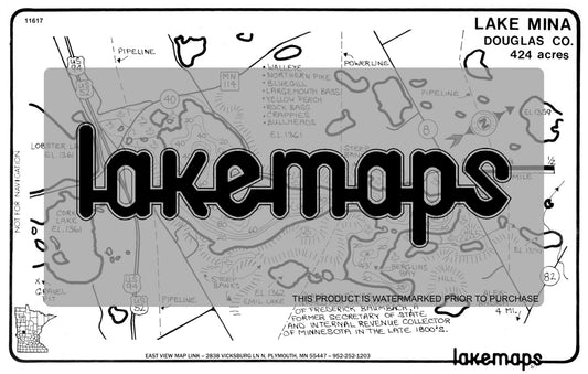 Douglas County, MN - MINA - Lakemap - 11617