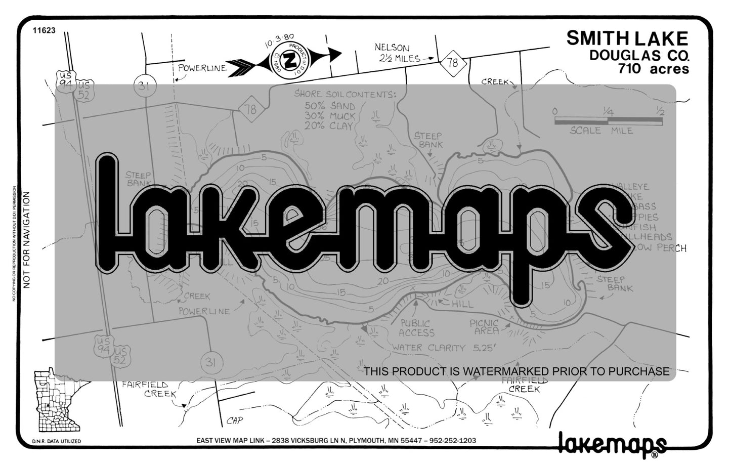 Douglas County, MN - SMITH - Lakemap - 11623