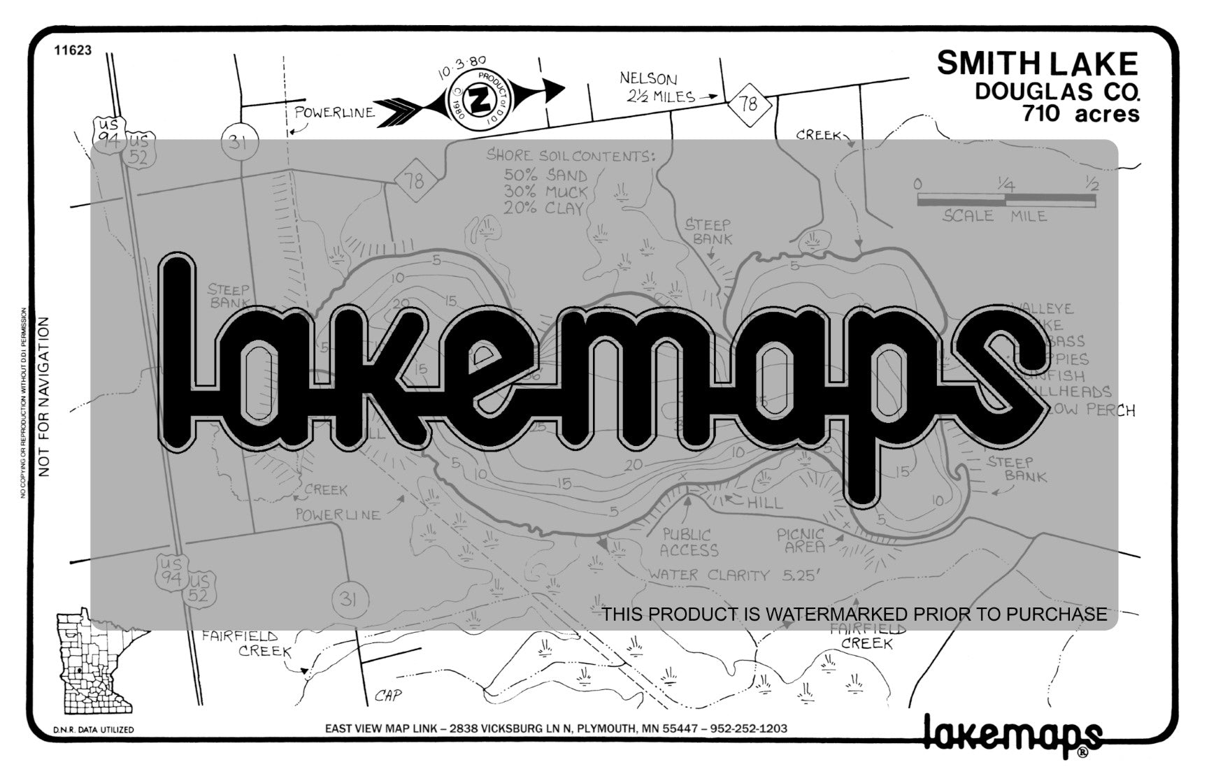 Douglas County, MN - SMITH - Lakemap - 11623