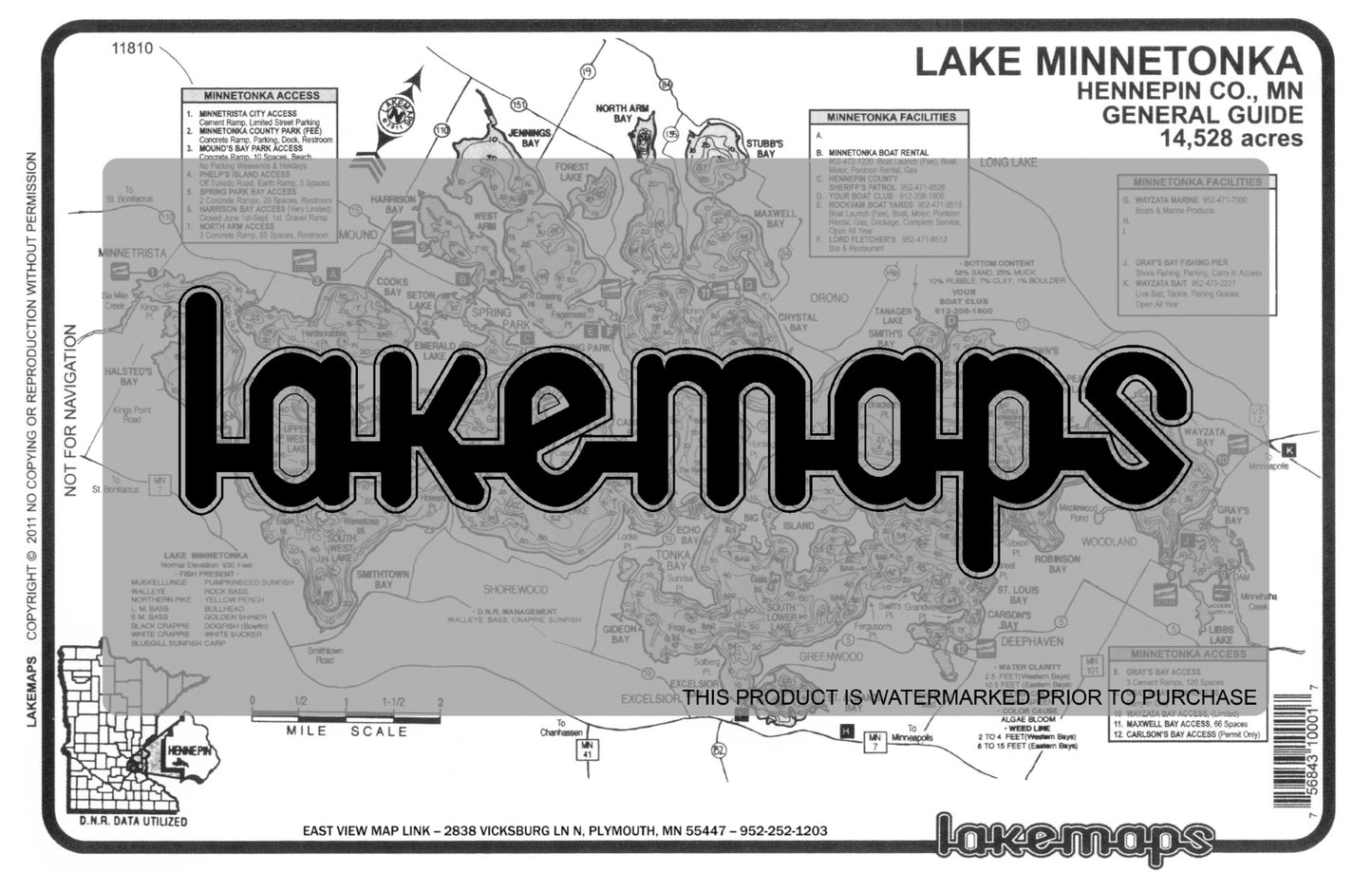 Hennepin County, MN - Lake Minnetonka - GENERAL GUIDE - Lakemap - 11810