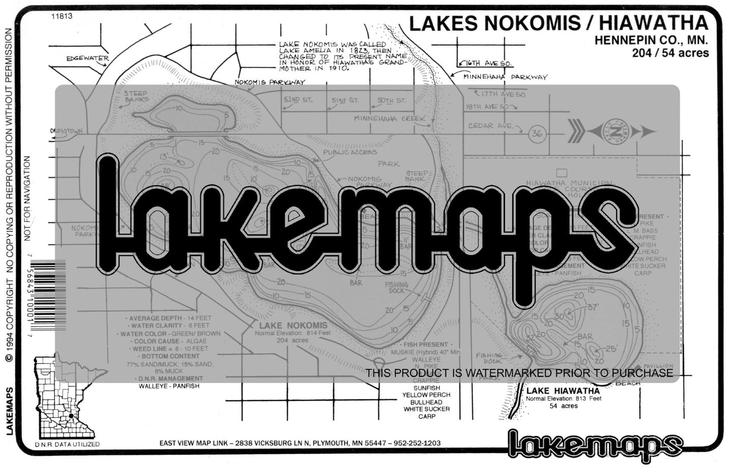 Hennepin County, MN - NOKOMIS /  Hiawatha - Lakemap - 11813