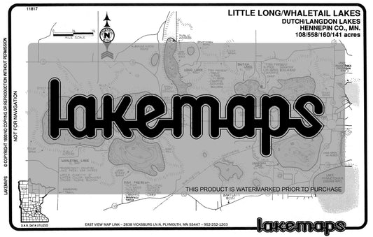 Hennepin County, MN - WHALETAIL /  Little Long /  Dutch - Lakemap - 11817