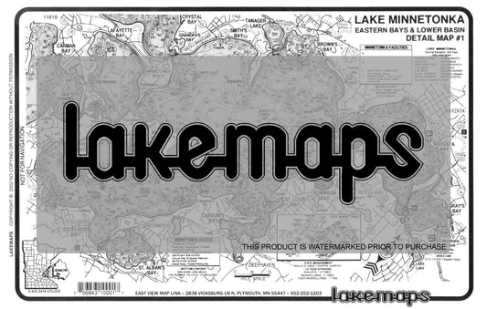 Hennepin County, MN - Lake Minnetonka - map 1 -Eastern Bays & Low  Basin - Lakemap - 11818