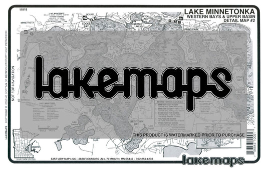 Hennepin County, MN - Lake Minnetonka - map 2 -Western Bays & Up  Basin - Lakemap - 11819