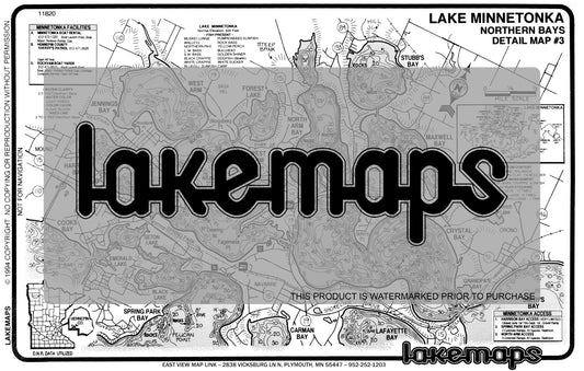 Hennepin County, MN - Lake Minnetonka - map 3 -Northern Bays - Lakemap - 11820