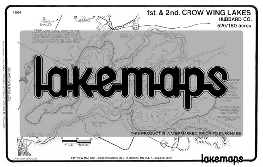 Hubbard County, MN - 1ST, 2ND CROW WING - Lakemap - 11909