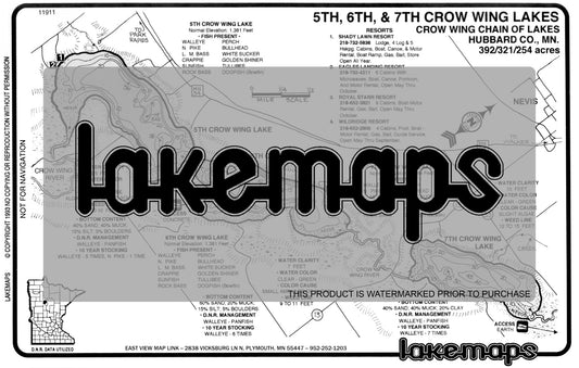 Hubbard County, MN - 5TH-6TH & 7TH  CROW WING - Lakemap - 11911