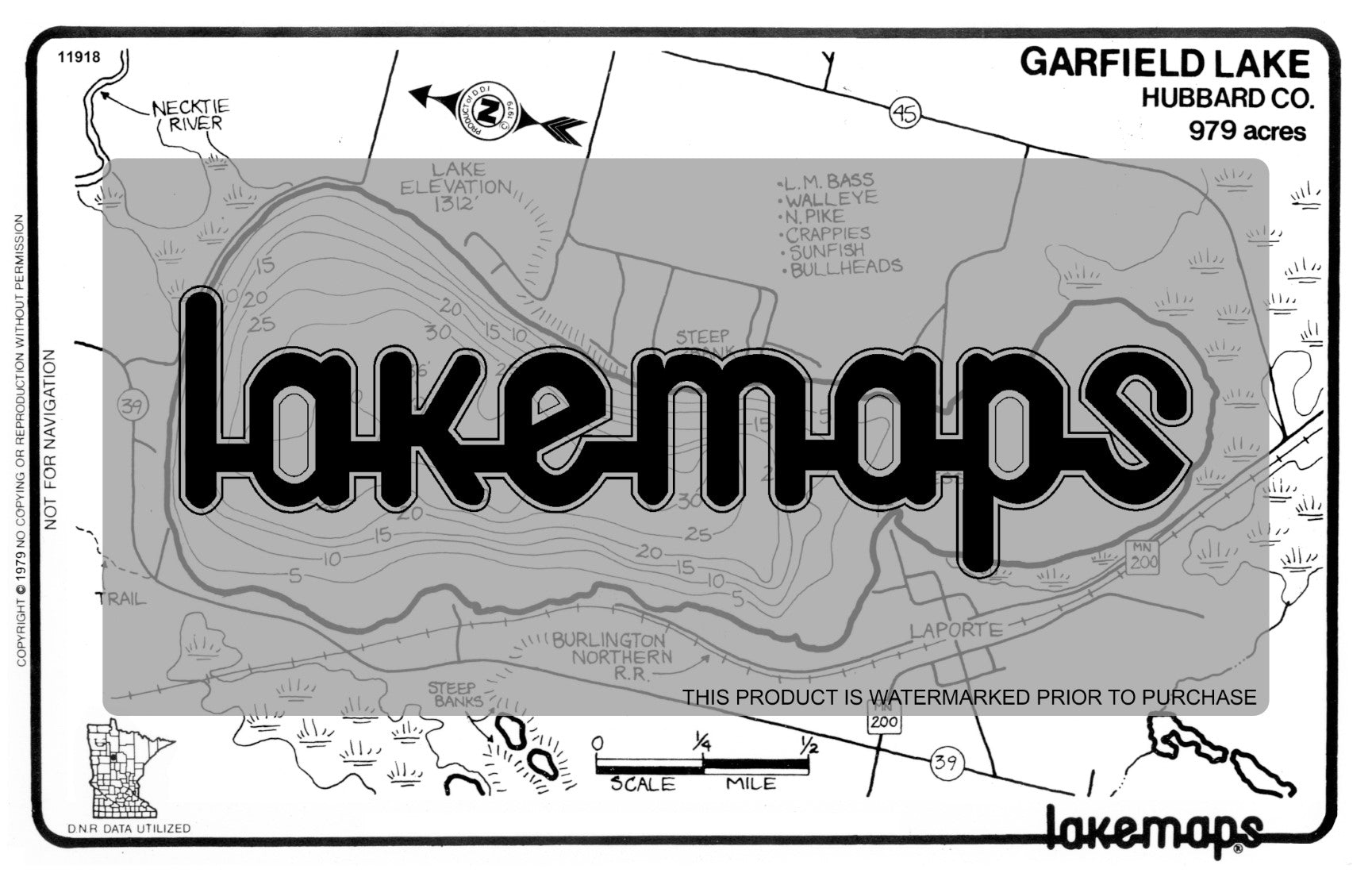 Hubbard County, MN - GARFIELD - Lakemap - 11918