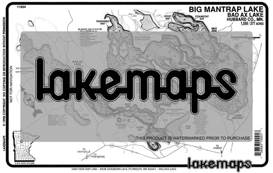 Hubbard County, MN - MANTRAP/ Bad Ax - Lakemap - 11924