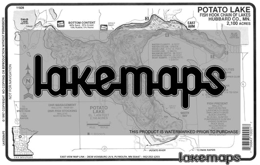 Hubbard County, MN - POTATO - Lakemap - 11928