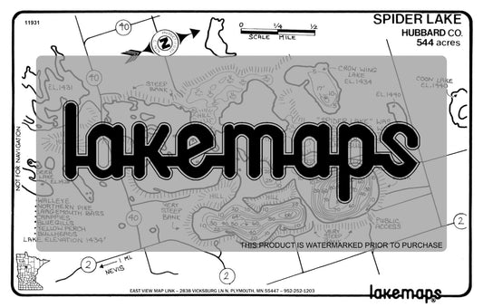 Hubbard County, MN - SPIDER - Lakemap - 11931